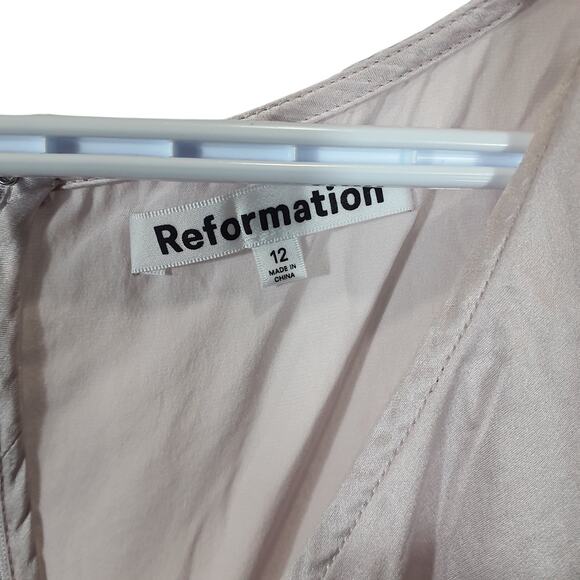 Reformation Silky Pink Kaye Size 12 Dress - Picture 4 of 5